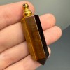 Подвеска, Тигровый глаз, кулон-флакон для духов и масел, маятник, размер 36х11 мм, крепление - цвет золото, цена за 1 шт.
