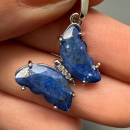 Подвеска, Лазурит, Бабочка, в оправе, крепление-цвет серебро, размер 20х15х4 мм, цена за 1 шт.