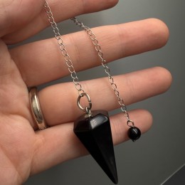 Подвеска, маятник для биолокации, Агат черный, оникс, конус с гранями, размер 36 мм, цена за 1 шт.