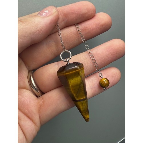 Подвеска, маятник для биолокации, Тигровый глаз, конус с гранями, размер 38 мм, цена за 1 шт.