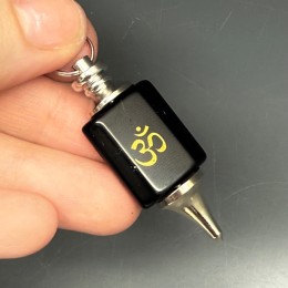 Подвеска, маятник для биолокации, Агат черный, оникс, размер камня 22х18х8 мм, общий размер 48 мм, цена за 1 шт.