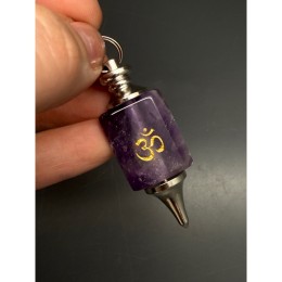 Подвеска, маятник для биолокации, Аметист, размер камня 22х18х8 мм, общий размер 48 мм, цена за 1 шт.