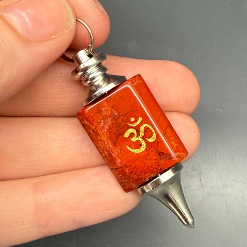 Подвеска, маятник для биолокации, Яшма красная, размер камня 22х18х8 мм, общий размер 48 мм, цена за 1 шт.