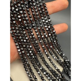 Каменные бусины, Гематит синтетический, темное серебро, ромб, размер 4х4 мм, нить 38 см