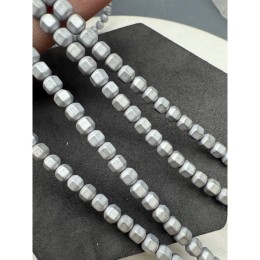 Каменные бусины, Гематит синтетический, многогранник, серебро, матовый, размер 4х4 мм, нить 38 см