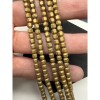 Каменные бусины, Гематит синтетический, многогранник, золото, матовый, размер 4х4 мм, нить 38 см