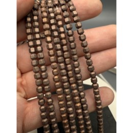 Каменные бусины, Гематит синтетический, многогранник, цвет шоколад, матовый, размер 4х4 мм, нить 38 см