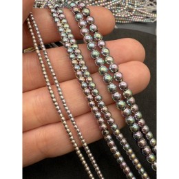 Каменные бусины, Гематит синтетический, радужный, шарик гладкий, размер 2 мм, нить 38 см