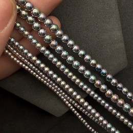 Каменные бусины, Гематит синтетический, радужный, шарик гладкий, размер 2 мм, нить 38 см