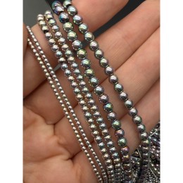 Каменные бусины, Гематит синтетический, радужный, шарик гладкий, размер 2 мм, нить 38 см