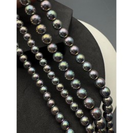 Каменные бусины, Гематит синтетический, радужный, шарик гладкий, размер 6 мм, нить 38 см