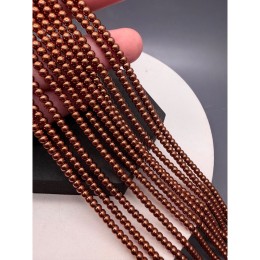 Каменные бусины, Гематит синтетический, коричневый, шарик гладкий, размер 3 мм, нить 38 см