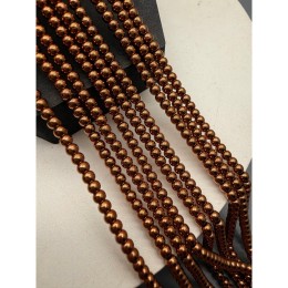Каменные бусины, Гематит синтетический, коричневый, шарик гладкий, размер 3 мм, нить 38 см