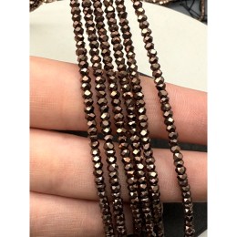 Каменные бусины, Гематит синтетический, коричневый, рондель огранка, размер 3х2 мм, нить 38 см