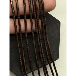 Каменные бусины, Гематит синтетический, цвет шоколад, трубочки, размер 2х2 мм, нить 38 см