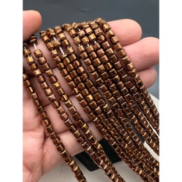 Каменные бусины, Гематит синтетический, коричневый, кубик объёмный, размер 4 мм, нить 38 см