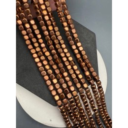 Каменные бусины, Гематит синтетический, коричневый, кубик, размер 3,8-4 мм, нить 38 см