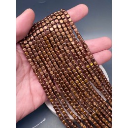 Каменные бусины, Гематит синтетический, коричневый, кубик, размер 3,8-4 мм, нить 38 см