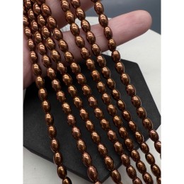 Каменные бусины, Гематит синтетический, коричневый, рис овальный, размер 4х6 мм, нить 38 см