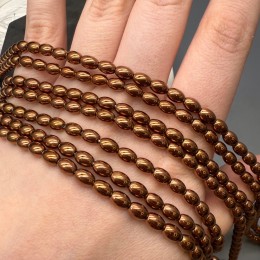 Каменные бусины, Гематит синтетический, коричневый, рис овальный, размер 4х6 мм, нить 38 см