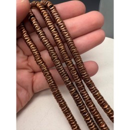 Каменные бусины, Гематит синтетический, круг, коричневый, размер 6х1 мм, нить 38 см