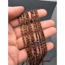 Каменные бусины, Гематит синтетический, треугольник, коричневый, размер 3х2 мм, нить 38 см