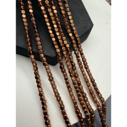 Каменные бусины, Гематит синтетический, коричневый, кубик, размер 3х3 мм, нить 38 см