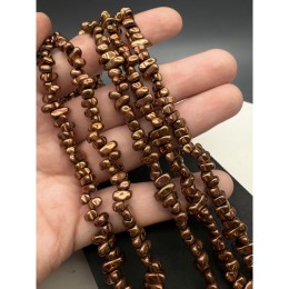 Каменные бусины, Гематит синтетический, фриформы, цвет коричневый, размер 5х8 мм, длина нити 38 см