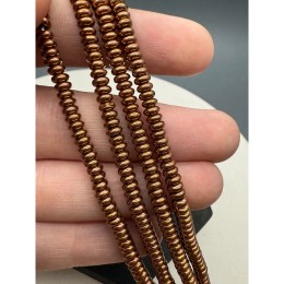 Каменные бусины, Гематит синтетический, коричневый, диск, размер 4х2 мм, нить 38 см