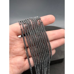 Каменные бусины, Гематит синтетический, цветок с насечками, цвет темное серебро, размер 3х1,5 мм, нить 38 см