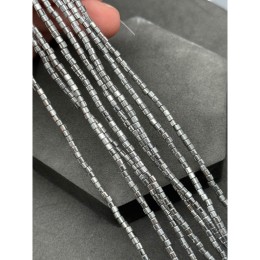 Каменные бусины, Гематит синтетический, трубочки, размер 2,5х2 мм, нить 38 см
