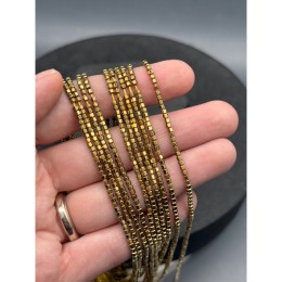 Каменные бусины, Гематит синтетический, золото, шайба, размер 2х2 мм, нить 38 см