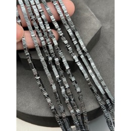 Каменные бусины, Гематит синтетический, квадрат, темное серебро, размер 4х1 мм, нить 38 см