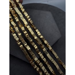 Каменные бусины, Гематит синтетический, квадрат, цвет золото, размер 4х1 мм, нить 40 см
