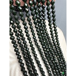 Каменные бусины, Авантюриновое стекло, цвет зеленый, имитация, шарик огранка, 4 мм, длина нити 38 см