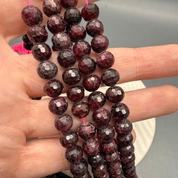 Каменные бусины, Гранат, шарик огранка, 8 мм, длина нити 38 см