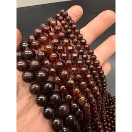 Каменные бусины, Гранат, Гессонит, шарик гладкий, 7,7-8 мм, длина нити 19 см