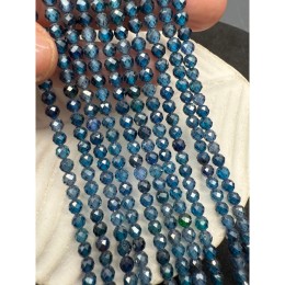 Каменные бусины, Цирконий кубический, (т.н. Циркон), кристалл, цвет "синий графит", шарик огранка, 4 мм, длина нити 38 см