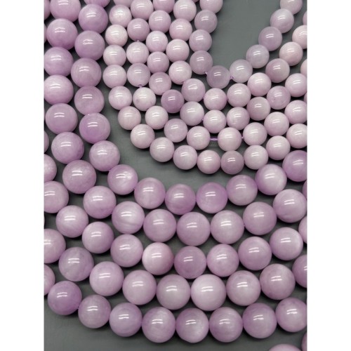 Каменные бусины, Кунцит, люкс, шарик гладкий 7,5-7,8 мм, длина нити 19 см