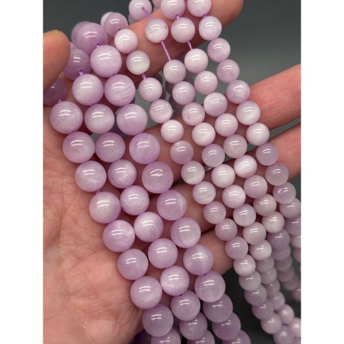 Каменные бусины, Кунцит, люкс, шарик гладкий 7,5-7,8 мм, длина нити 19 см