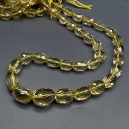 Каменные бусины, Цитрин, лимонный кварц, ЛЮКС, бочонок, в ювелирной огранке, длина нити 40 см