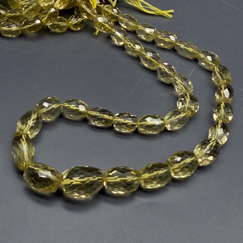 Каменные бусины, Цитрин, лимонный кварц, ЛЮКС, бочонок, в ювелирной огранке, длина нити 40 см