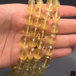 Каменные бусины, Цитрин, лимонный кварц, ЛЮКС, бочонок, в ювелирной огранке, длина нити 40 см