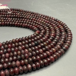 Каменные бусины, Гранат, бублик, люкс, 6x4 мм, длина нити 38 см