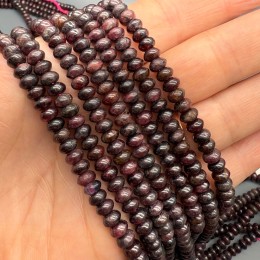 Каменные бусины, Гранат, бублик, люкс, 6x4 мм, длина нити 38 см