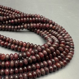 Каменные бусины, Гранат, бублик, люкс, 6x4 мм, длина нити 38 см