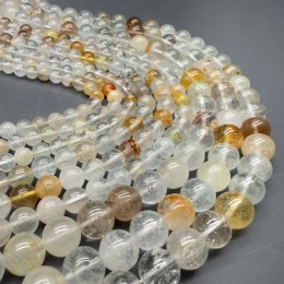 Каменные бусины, Топаз, микс, шарик гладкий, 8 мм, длина нити 38 см