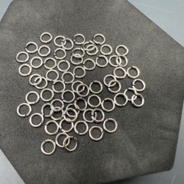 Колечки соединительные, разъёмные, латунь, цвет родий/серебро, размер 0,8х5 мм, цена за упаковку (40 шт.)