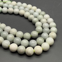 Каменные бусины, Нефрит, Бирма, шарик гладкий, 12 мм, длина нити 19 см