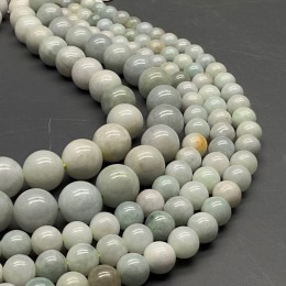 Каменные бусины, Нефрит, Бирма, шарик гладкий, 12 мм, длина нити 19 см